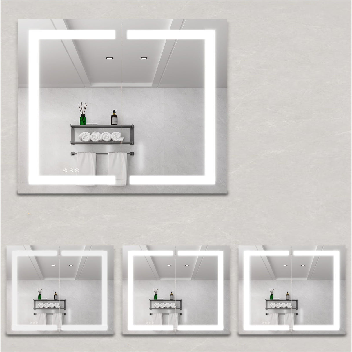Medicine Cabinet With LED Vanity Mirror, Anti-Fog, Waterproof, Dimmable With Touch Switch
