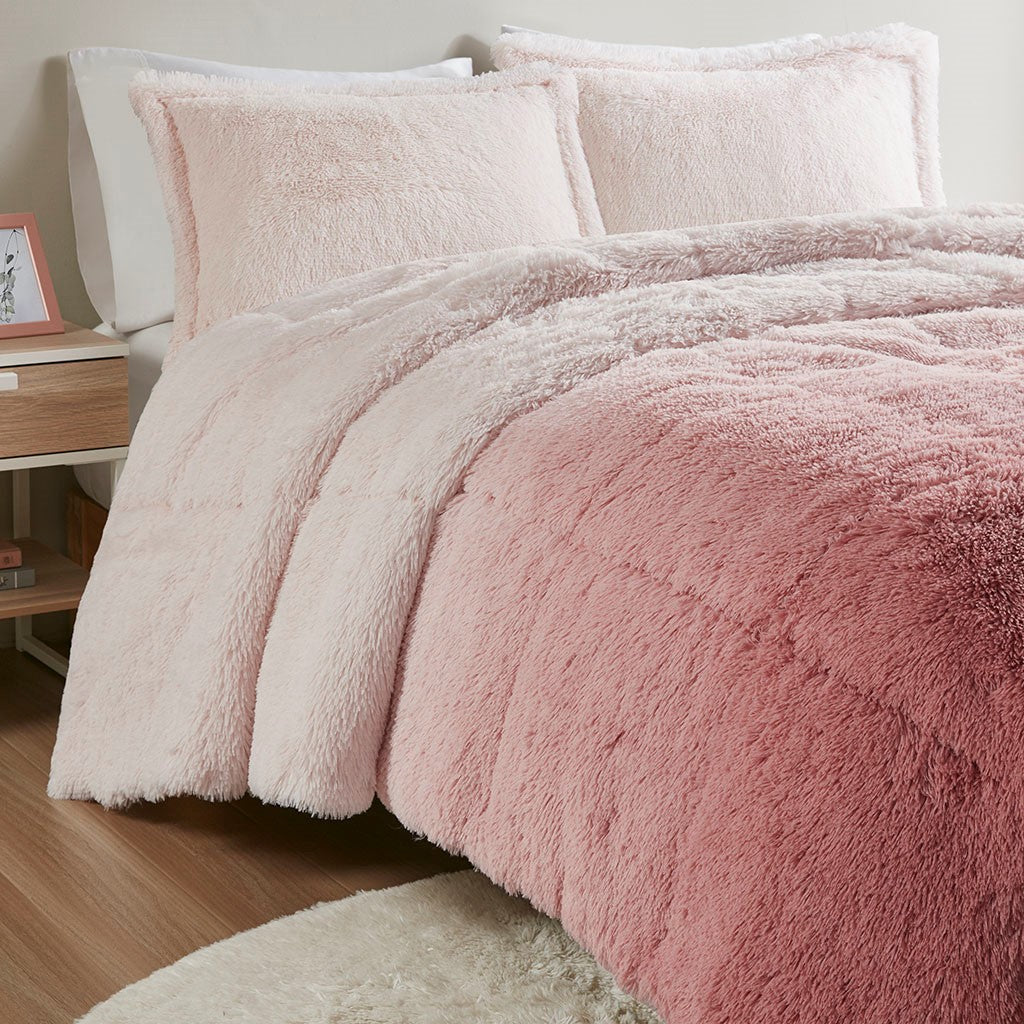 Twin/Twin XL Ombre Shaggy Long Fur Comforter Mini Set
