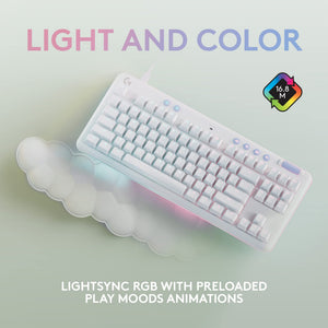 Refurbished - Logitech G713 Wired Mechanical Gaming Keyboard - GX Blue Clicky, LIGHTSYNC RGB & Palm Rest (White Mist)