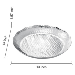 Silver Hammered Decorative Bowl Elegant Aluminum Centerpiece