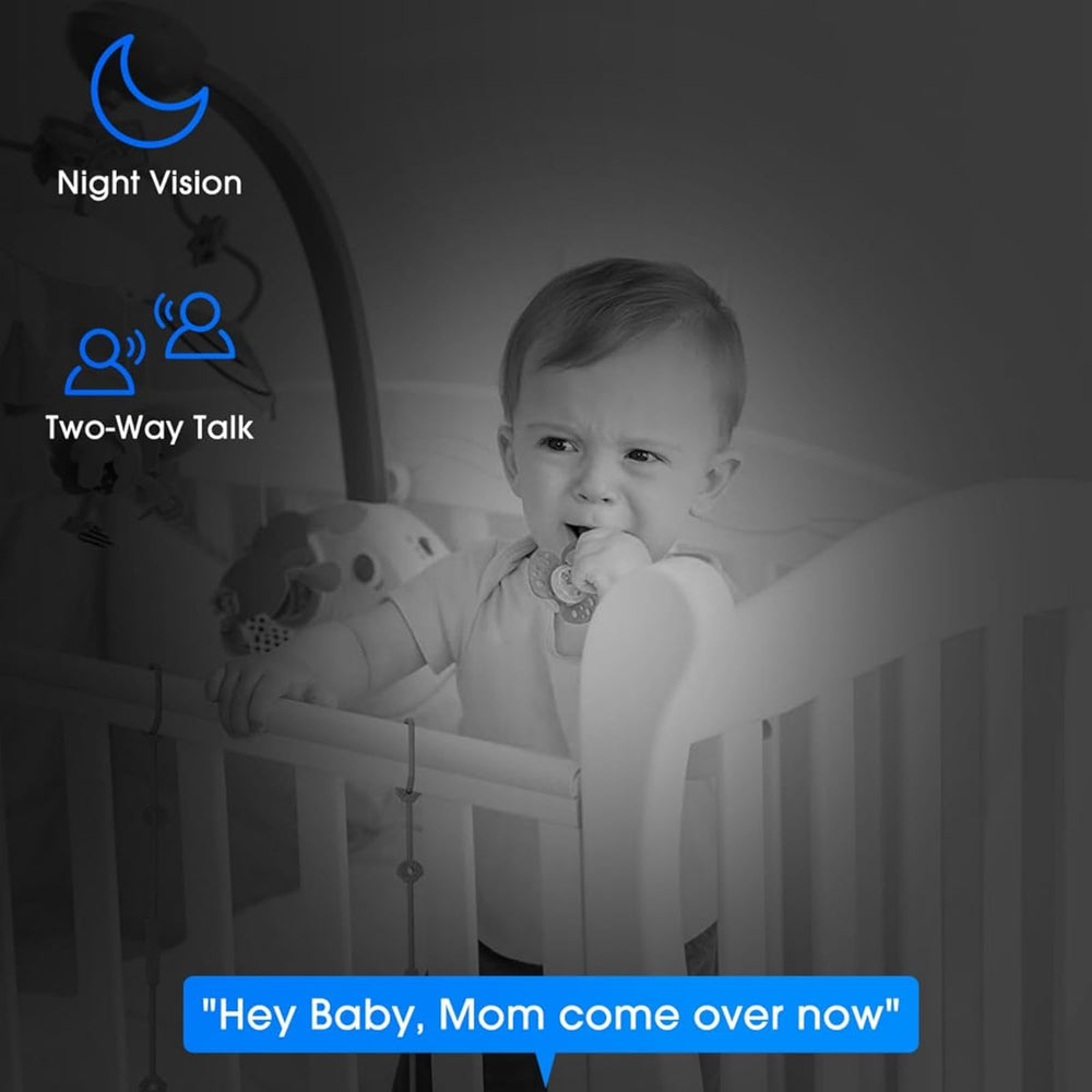 UKSUP Baby Monitor with 4 Cameras and Audio- Video Baby Monitor with 960ft Long Range, Remote Pan-Tilt-Zoom, Night Vision, Temperature Sensor, 2-Way Talk, 8 Lullabies, 30-Hour Battery & No WiFi