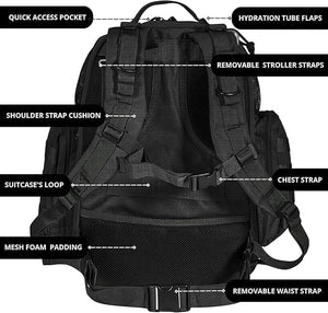 Phil & Jack Dad Diaper Bag Backpack, Baby Diaper Bag with Changing Station, Tactical Military Style, Womens Mens Diaper Bag (Black)