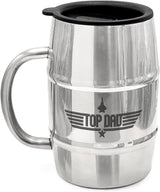 Gift Mug for Dad, Stainless Steel TOP DAD Barrel Cup with Handle and Sip Lid (Hot n' Cold) Double Wall Insulation for Beer & Coffee, 17oz (Gift Boxed for Christmas/Fathers Day)