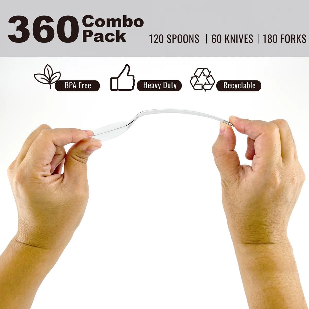 Clear Disposable Cutlery Set - 360 Pieces