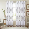 Embroidered Medallion Curtain Set – 2 Panel Window Drapes with Attached Backing & Matching Valance