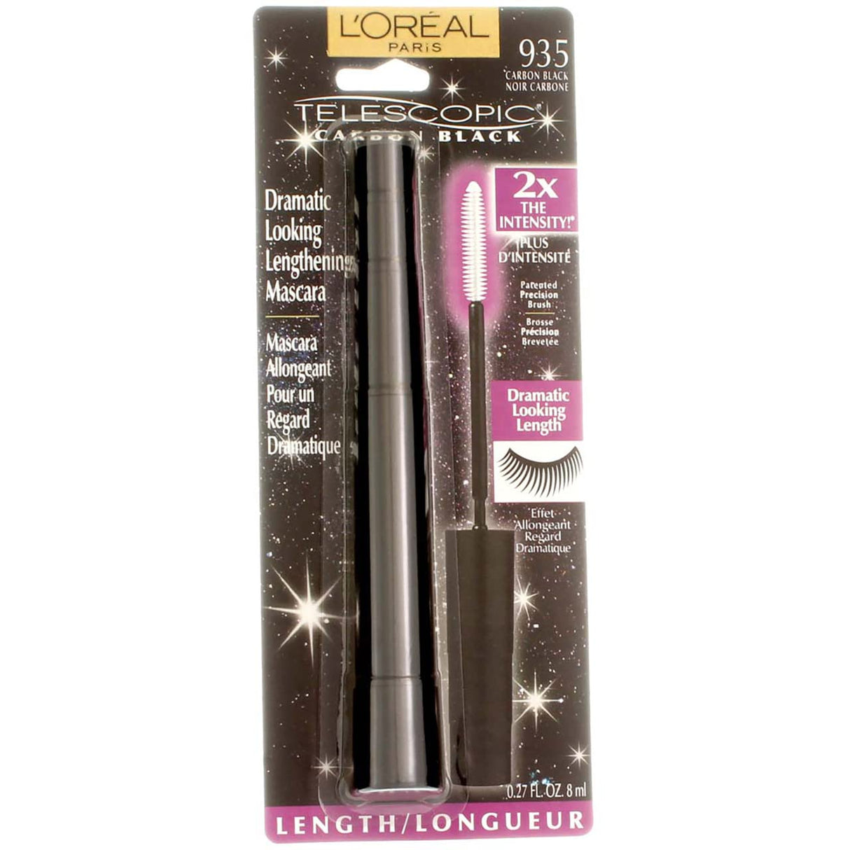 2-PACK L'Oreal Paris Telescopic Mascara, Carbon Black [935] 0.27 oz