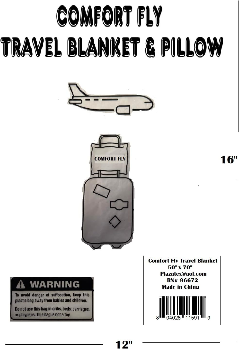 Comfort Fly Travel Blanket & Pillow – 2-in-1 Micro Plush Airplane Blanket with Carry Case (40" x 70")