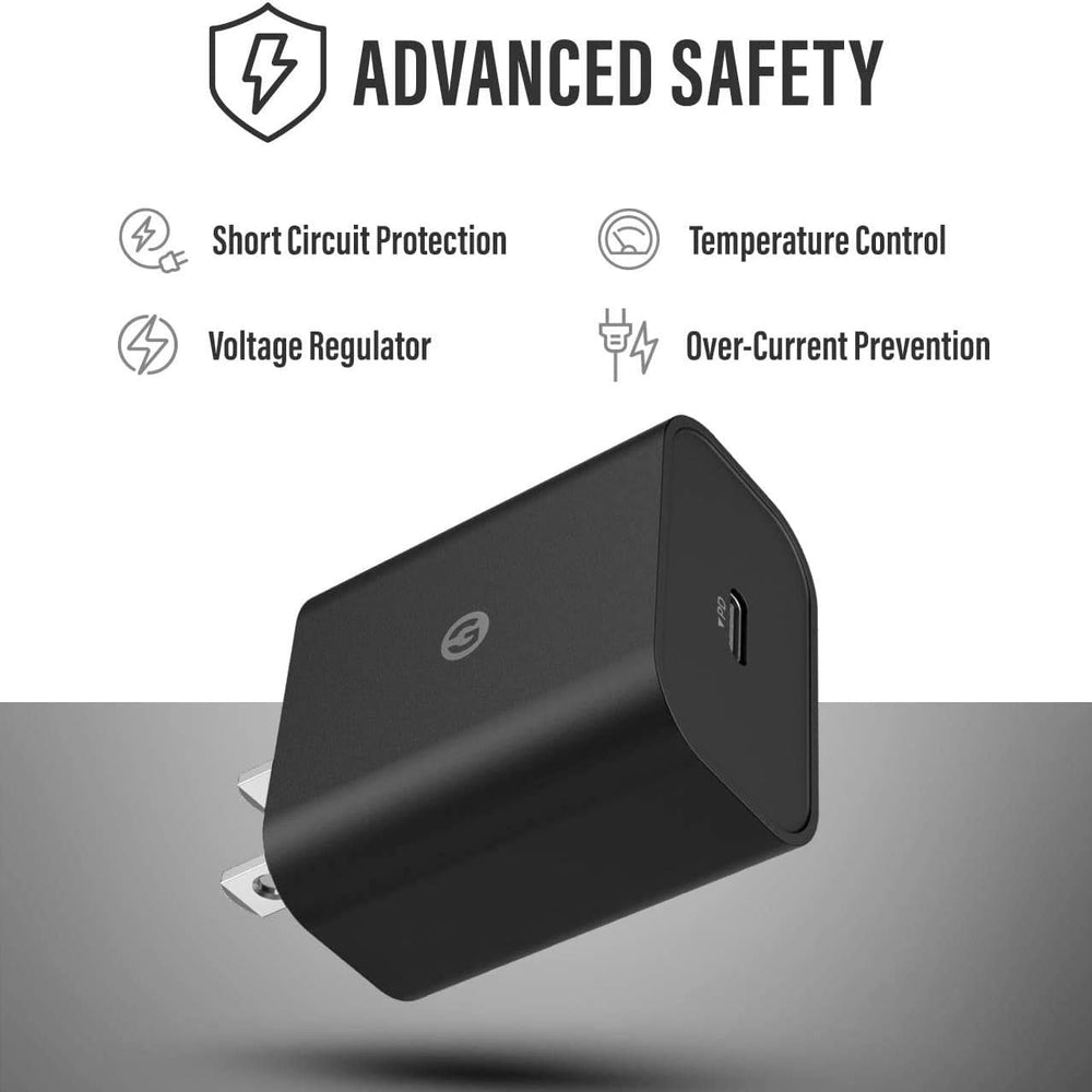 USB C Charger (20W) Fast Charging Wall Plug Power Adapter Block Compatible with iPhone 12/13/14/15 Pro Max/Pixel/Note/Samsung Galaxy - Black