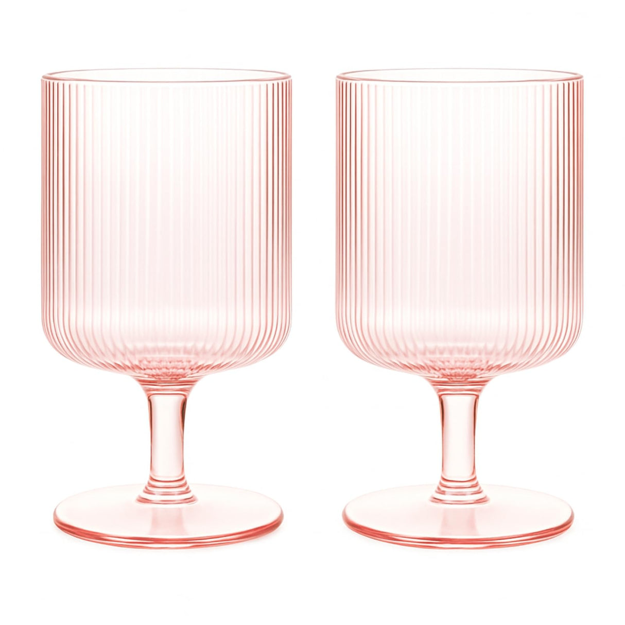 Khen Ripple Textured Blush Pink Stemmed Glass Wine Goblets | Set of 2