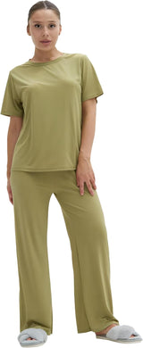 Talmont Women's Pajama 2-Piece Lounge Set, Short Sleeve Shirt & Pants, Silky Soft Sleepwear