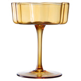 Flower Wave Coupe Cocktail Colored Glasses | Set of 2 | Amber