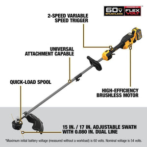 Open Box - DEWALT 60-Volt Cordless Lithium-Ion String Trimmer and Blower Combo Kit with 9Ah Battery and Charger (2-Tool)