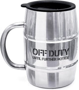 Funny Mug Gift for Men - 17oz Insulated Stainless Steel Beer/Coffee Cup with Handle and Lid for Birthday/Christmas 2023 "Off Duty Until Further Notice (Gift Boxed)