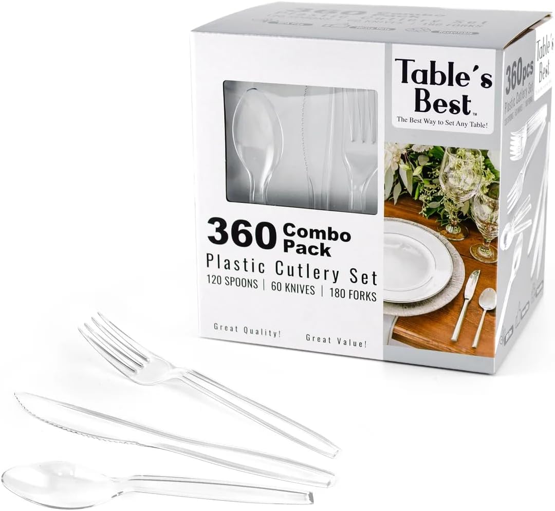 Clear Disposable Cutlery Set - 360 Pieces