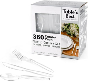 Clear Disposable Cutlery Set - 360 Pieces