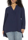 ELOQUII Women's Plus Size Mandarin Collar Tunic - 20, Evening Blue