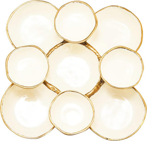 Cluster of 9 Round Serving Bowls Enamel Clusters Decorative Elegant Snack Tray