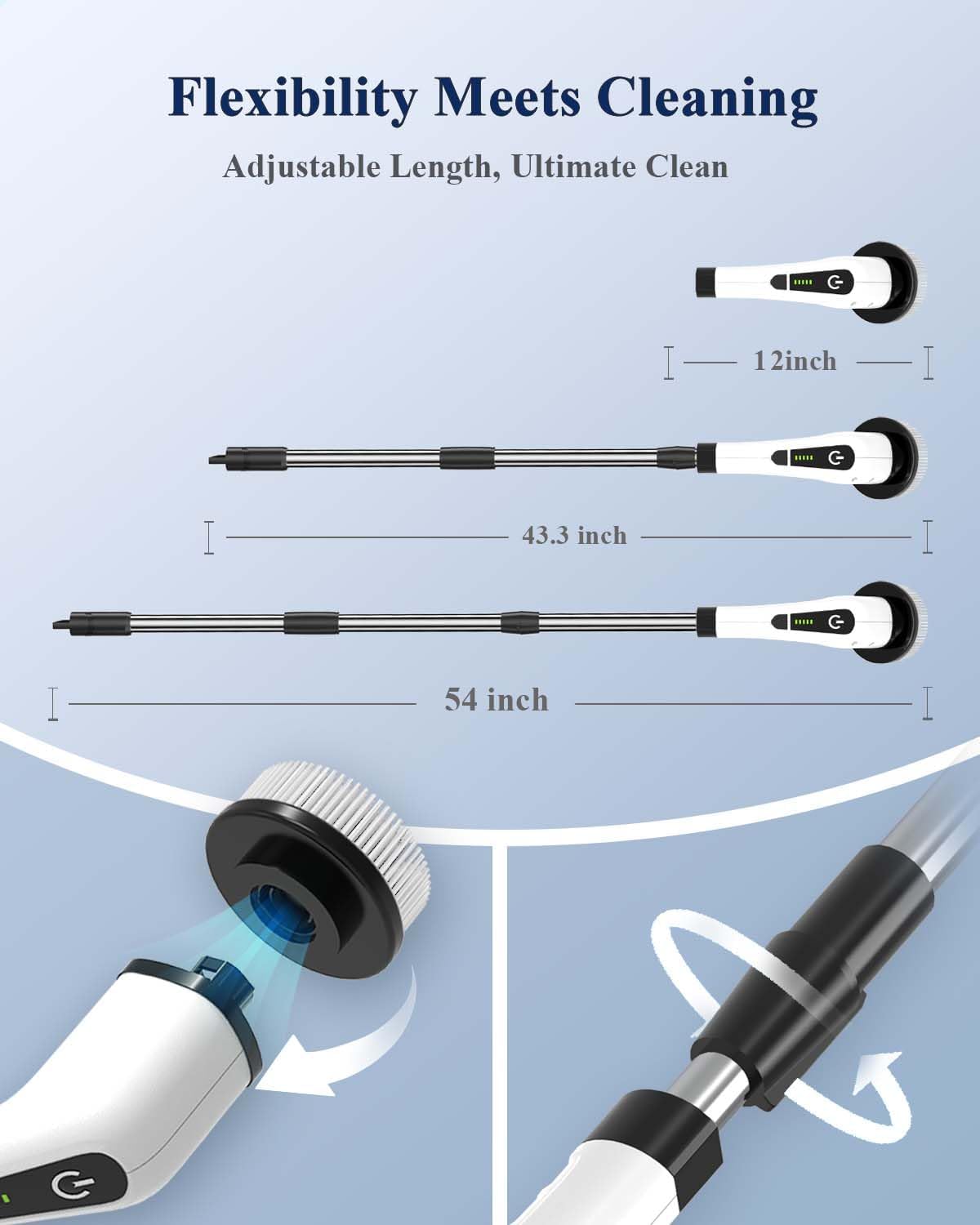 Cordless Power Shower Scrubber - Electric Cleaning Brush for Tile & Tub