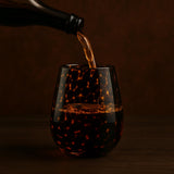 Leopard Print Amber Colored Stemless Wine Glass |  Set of 2