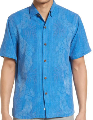 Tommy Bahama Bali Border Silk Camp Shirt (Color: Techno, Size L)