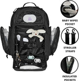 Phil & Jack Dad Diaper Bag Backpack, Baby Diaper Bag with Changing Station, Tactical Military Style, Womens Mens Diaper Bag (Black)