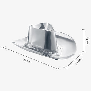Cowboy Hat Chip and Dip Serving Bowl Silver Brass Snack
