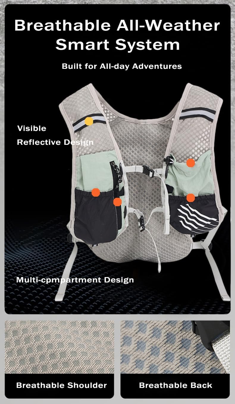 Ultra Lightweight Running Hydration Vest 2L Bladder 6 Pocket Pack 103g