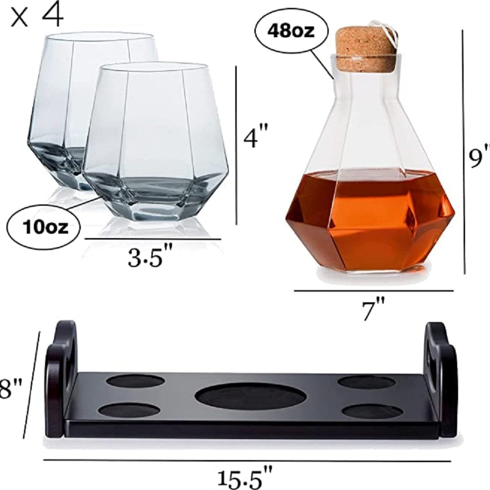 6-Piece Italian Crafted Glass Decanter and Whisky Glasses Set