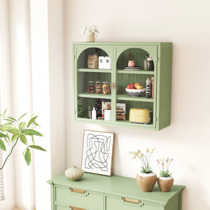 2 Door Wall Cabinet With 3 Tier Storage - Green