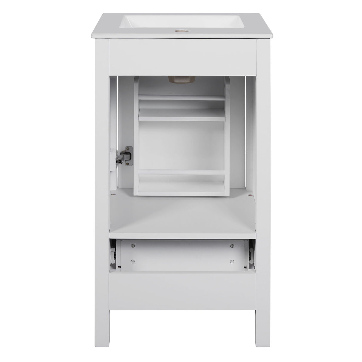 Bathroom Vanity With Ceramic Sink, Soft Close Drawers, Door Organizer, Divider Drawer, Adjustable Foot Pads