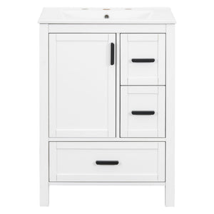 Bathroom Vanity with Sink, Soft-Close Doors & 3 Drawers - White, Black, Green