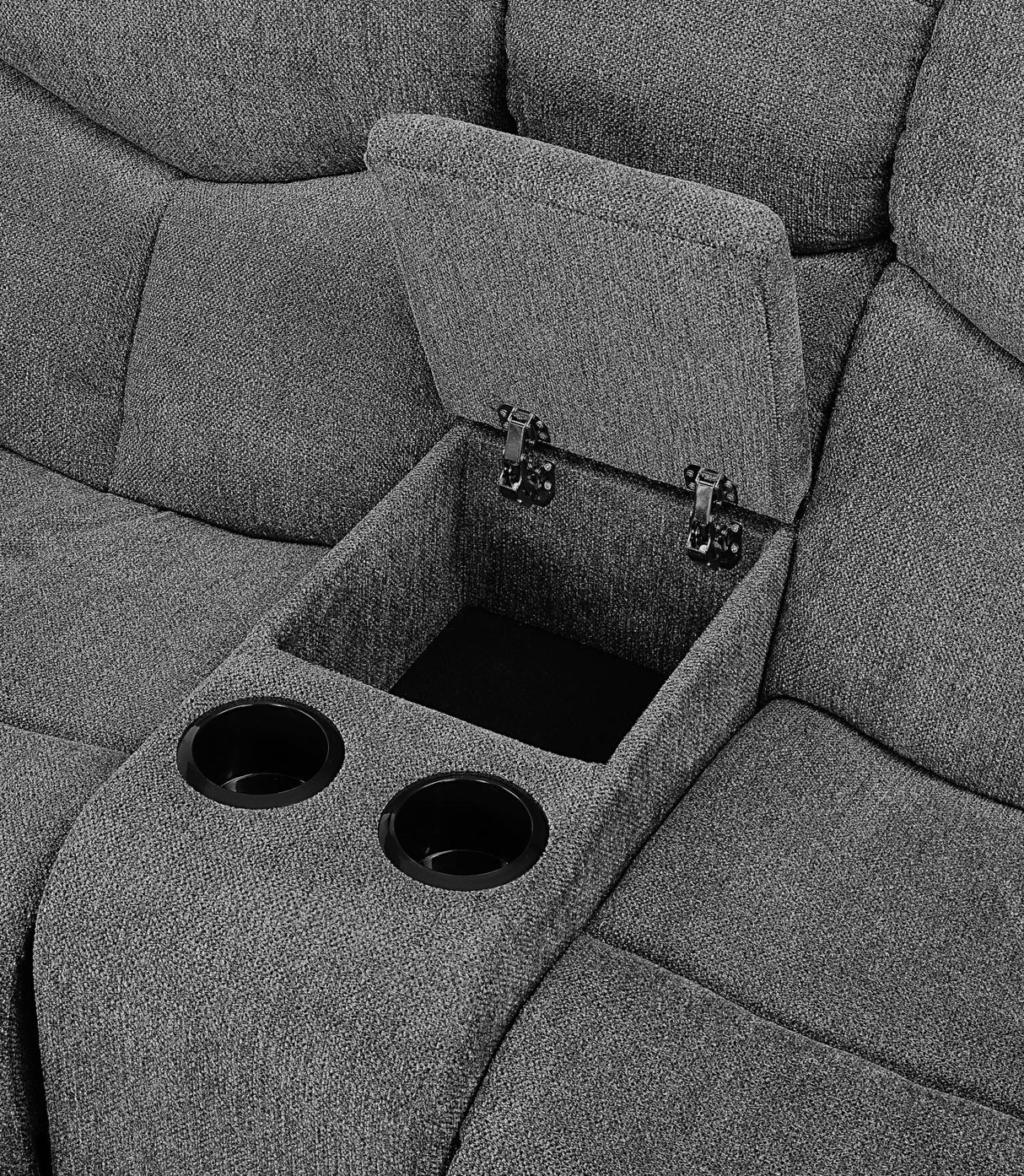 Kalen - Chenille Sofa With Drop Down Table - Gray