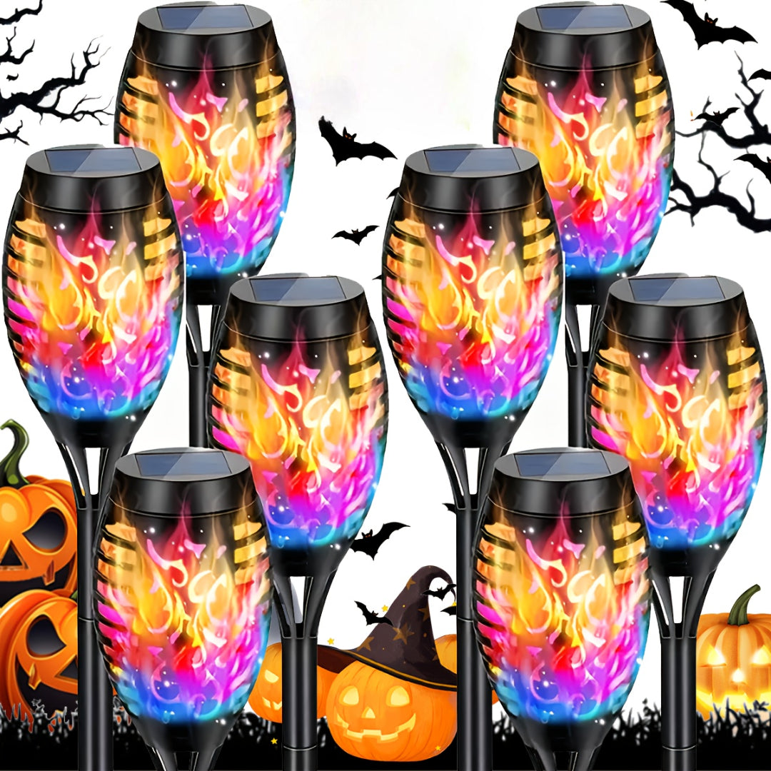 8-Pack Solar Flame Torch Lights – Flickering Outdoor Garden Lights for Patio & Lawn