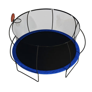 14 Ft Outdoor Trampoline with Basketball Hoop & Ladder - Black / Blue