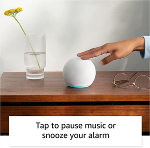 Amazon Echo Dot, an Alexa device (newest model), Vibrant sounding smart speaker, Great for bedrooms, dining rooms and offices, Glacier White