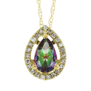 Treated Topaz Diamond Fashion Pendants 14KT Yellow Gold