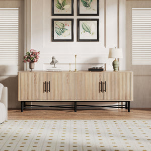 4 Door TV Cabinet, 2 Storage Spaces, Adjustable Shelves