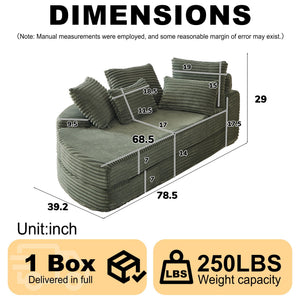 Semi Circular 2 In 1 Sofa Bed With Neck Pillow And Throw Pillows