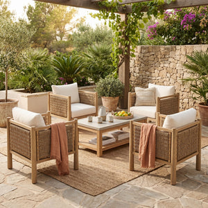 Set of 4 Outdoor Acacia Wood Patio Chairs