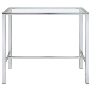 Tolbert Rectangular 47-inch Glass Top Pub Bar Table Chrome
