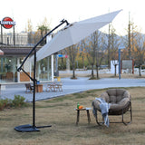 10ft Solar LED Offset Hanging Market Patio Umbrella (Khaki)