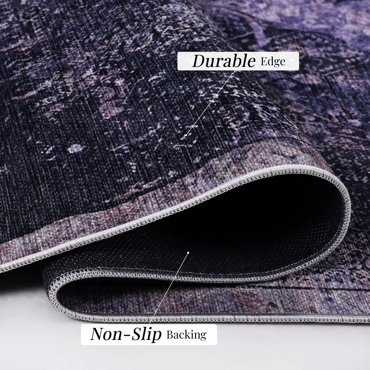 MAVAL Anthracite Washable Rug 3x5 Area Rug