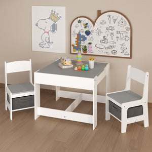 Kids 3-in-1 Activity Table and Chair Set with Storage Drawer - Dark Gray & White