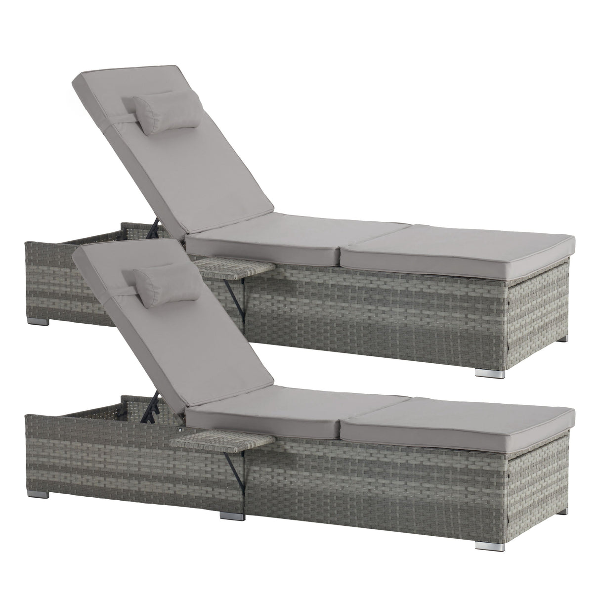 Outdoor Chaise Lounge Chair Set of 2 with Patio Pool Chairs Tanning Lounges