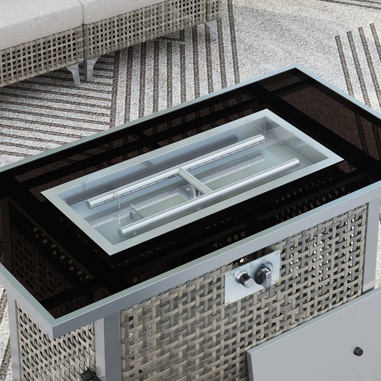 K&K 43' Propane Gas Fire Pit Table, Grey