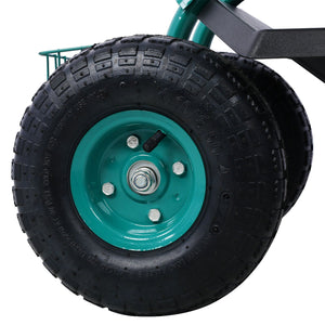 Rolling Garden Scooter Cart Seat With Wheels, 360 Swivel, Tool Tray