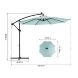 10ft Solar LED Offset Hanging Market Patio Umbrella - Navy Blue