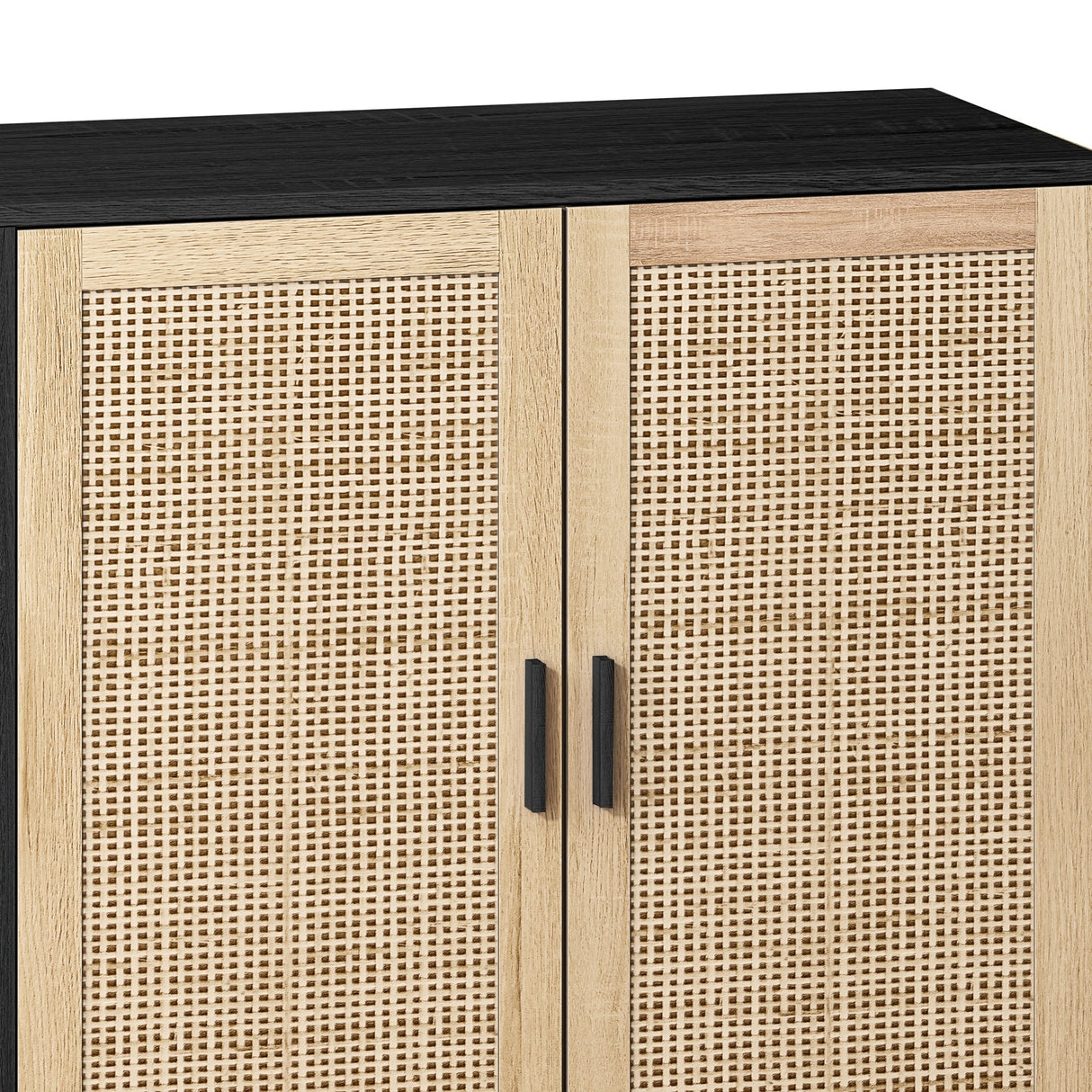 Elegant and Functional 4-Door Rattan Decorative Storage Cabinet