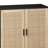 Elegant and Functional 4-Door Rattan Decorative Storage Cabinet