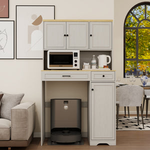 Over The Washer, Dryer And Robot Vacuum Storage Cabinet - Antique